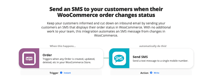 Envoyez un SMS à vos clients lorsque leur commande WooCommerce change de statut.