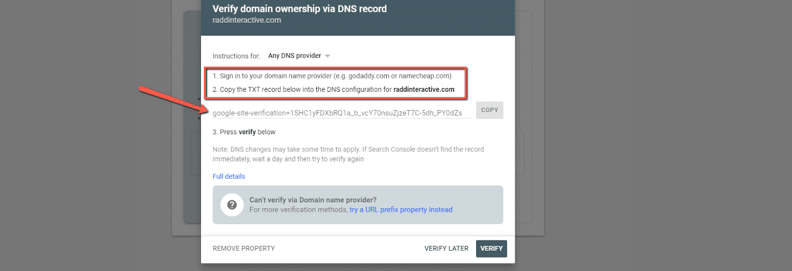 So verifizierst du eine Domain in Google Search Console