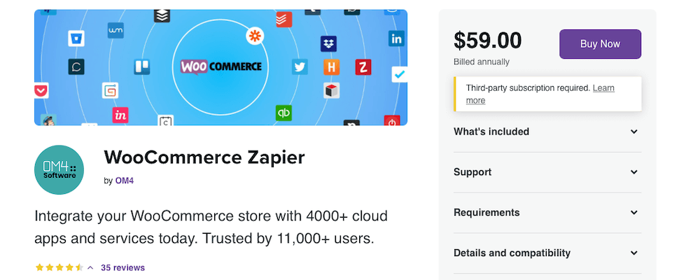 Homepage del plugin WooCommerce Zapier.