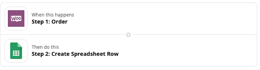 Zap voor het opzetten van WooCommerce naar Google Sheets.