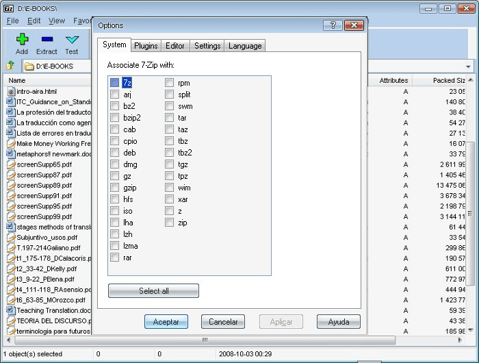 Compactando um grande número de arquivos em .zip usando 7-Zip