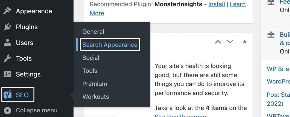 Click SEO > Search Appearance
