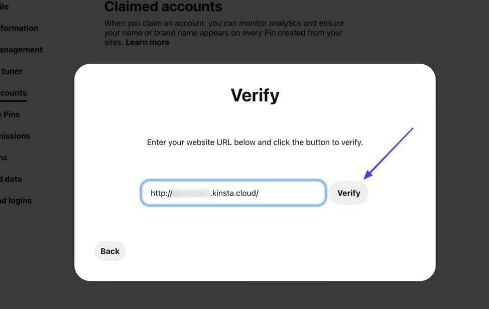 Klik op Verify.