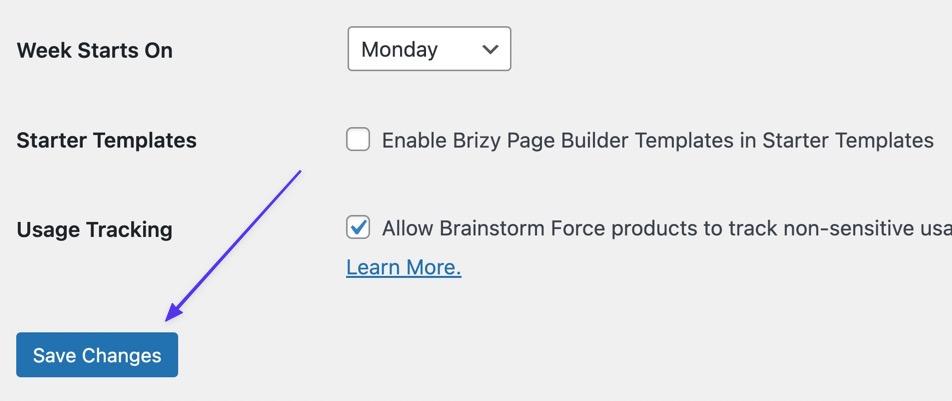 Schermata della sezione Impostazioni Generali nel backend di WordPress dove è evidenziato il pulsante Save Changes