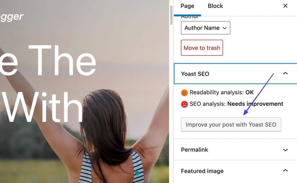 Click the button to "Improve your post with Yoast SEO"