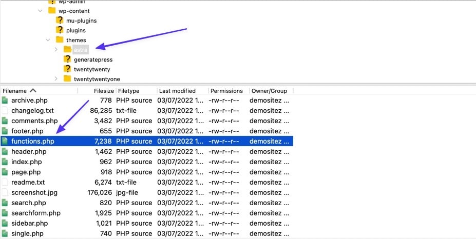 Ouvrez functions.php.