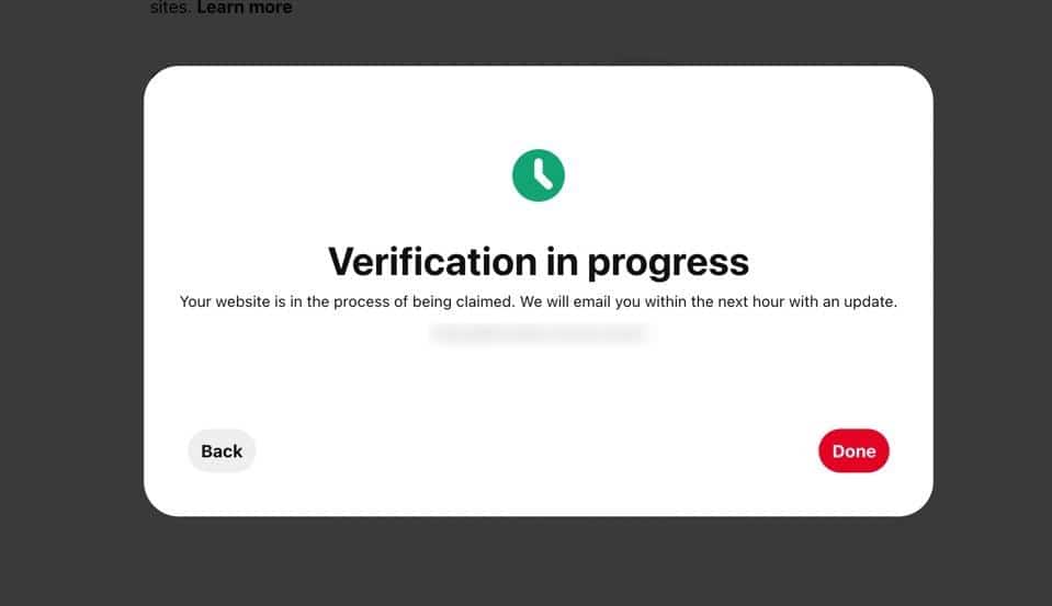 A mensagem "In Progress" significa que você pode ter que esperar algumas horas ou dias para verificar seu site.