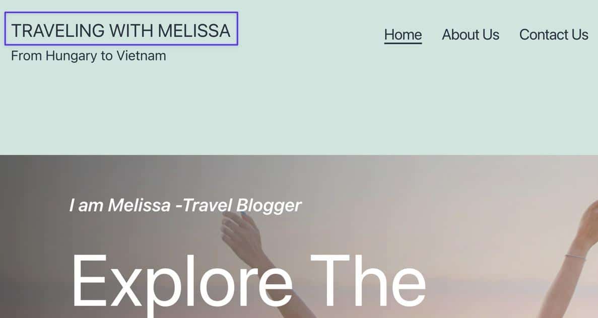 Schermata del frontend del sito WordPress Traveling With Melissa
