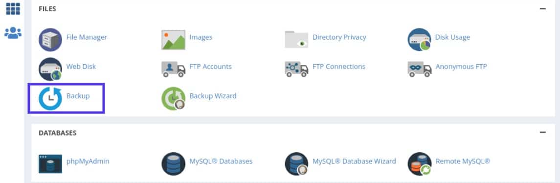 Locate backup in cpanel