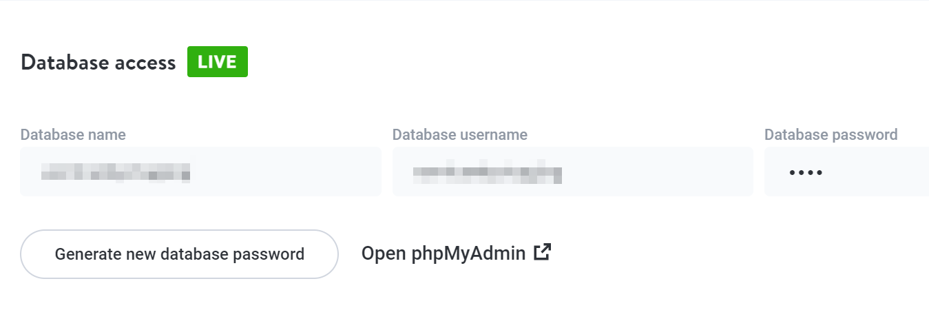Click on Open phpMyAdmin button