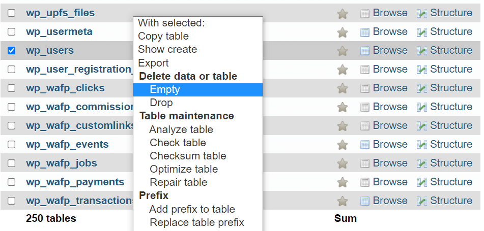 Sql Drop All Tables With Prefix