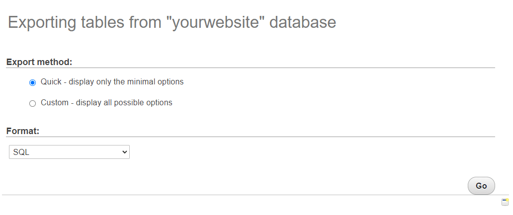 Exporting tables