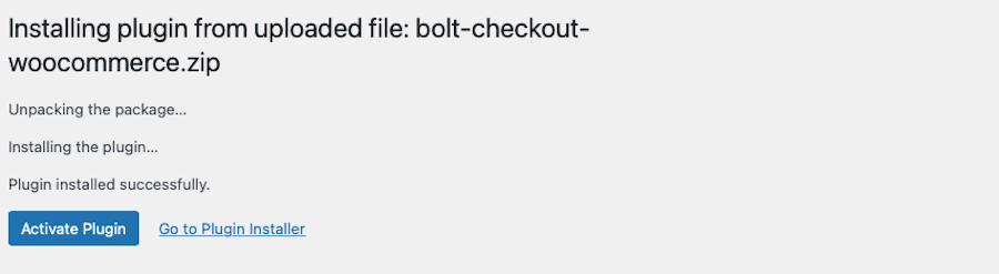 Installation de l'extension Bolt Checkout for WooCommerce.