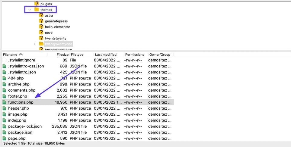 Öffne die Datei functions.php