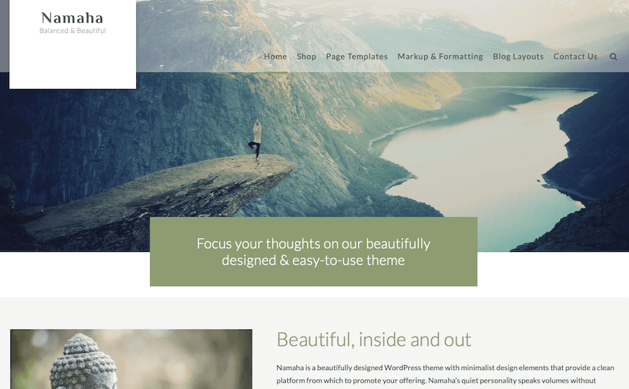 A screenshot of the Namaha WordPress theme.