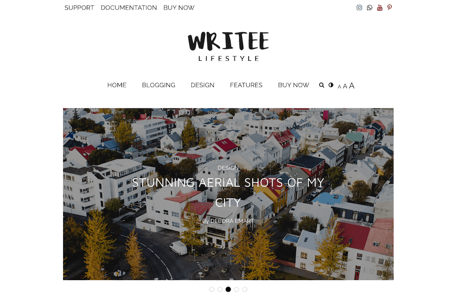 Ein Screenshot der Lifestyle-Demo für das Writee WordPress Theme.