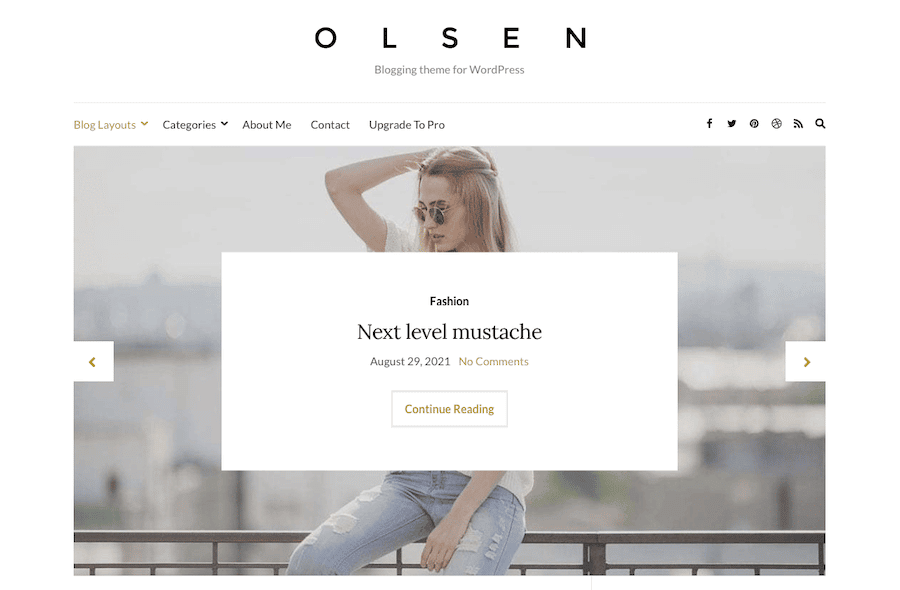 Una captura de pantalla del tema Olsen Light de WordPress.