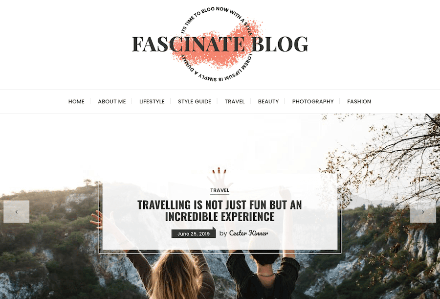 Screenshot des Fascinate Blog Theme.