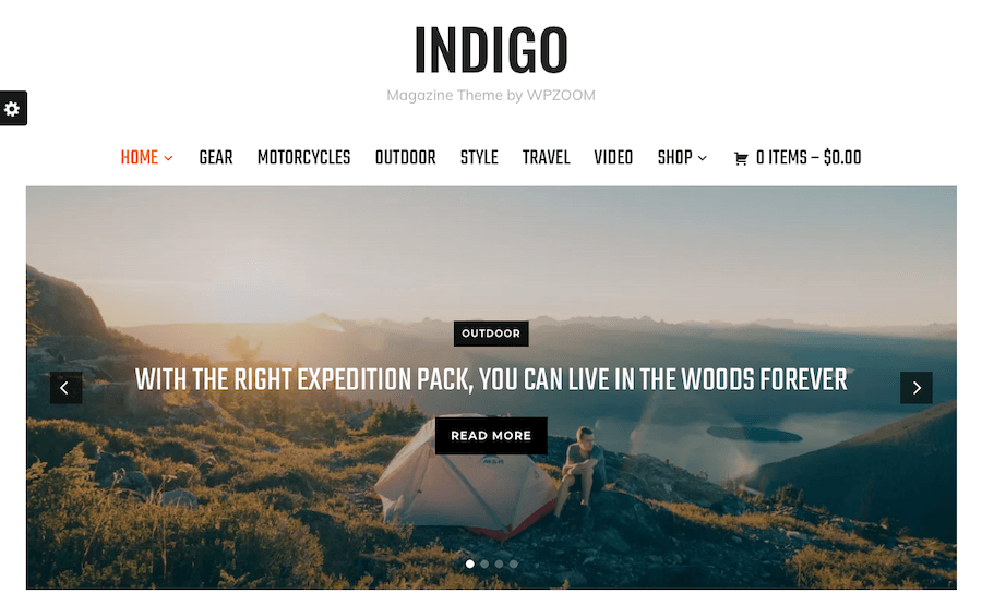 Una schermata della demo di Indigo mostra che è ideale per riviste e blog.