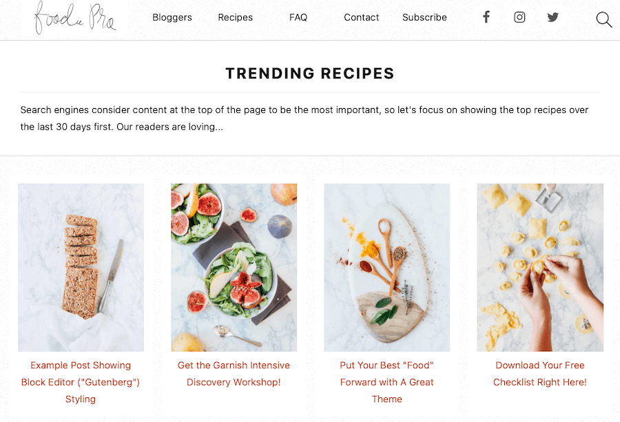 Ein Screenshot des Foodie Pro WordPress Themes.