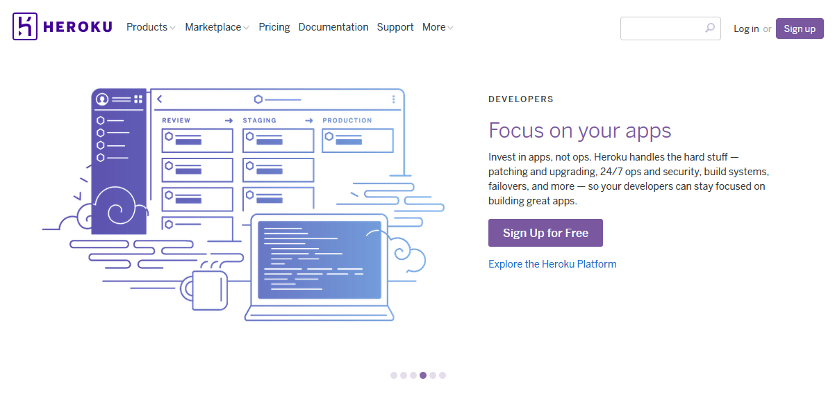 L’homepage di Heroku