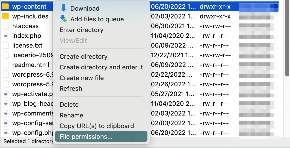 Mettez à jour les autorisations du dossier wp-content