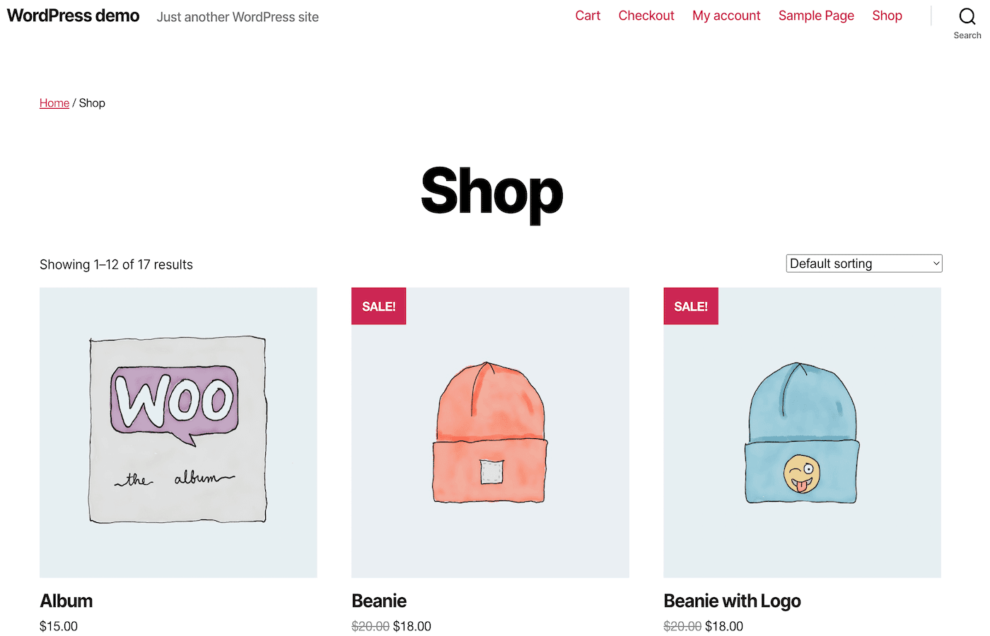 WordPress shop demo