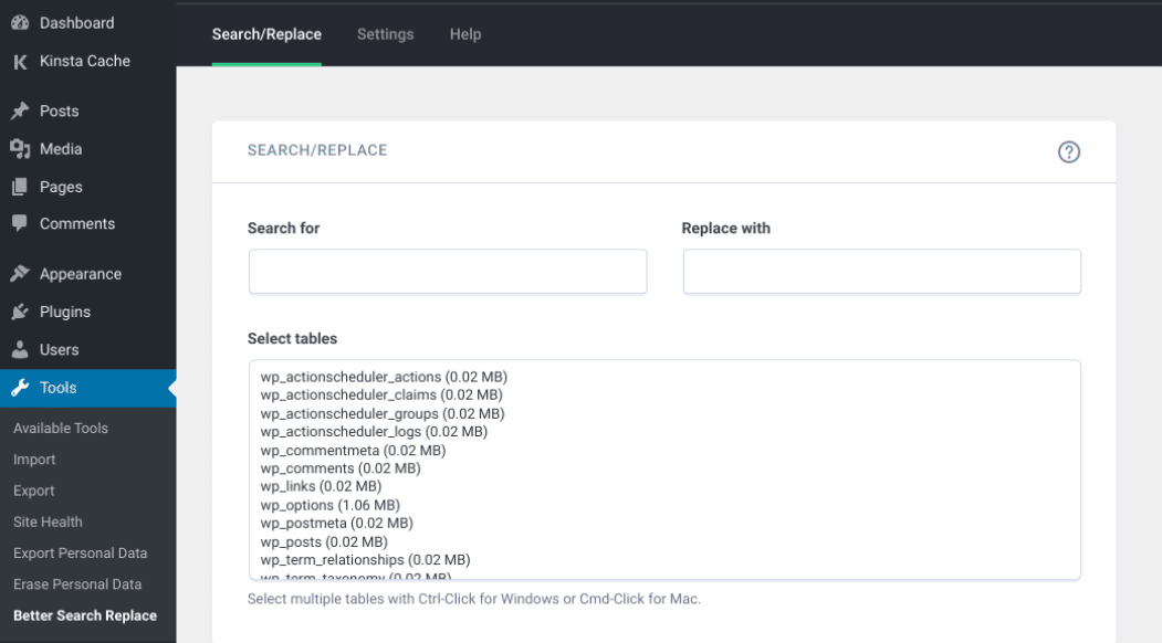 Better search replace options tool