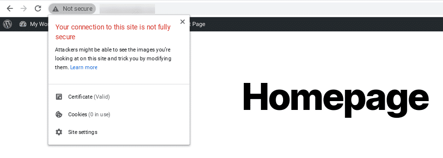 Anslutningen är inte säker i Chrome