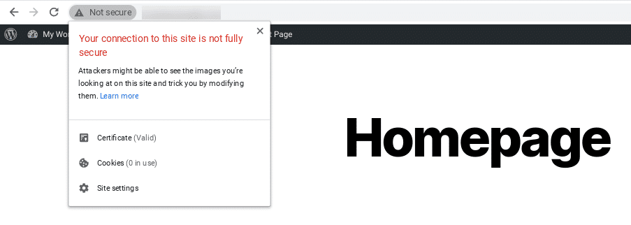 Connection not secure on Chrome