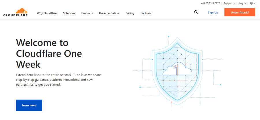 Cloudflare homepage
