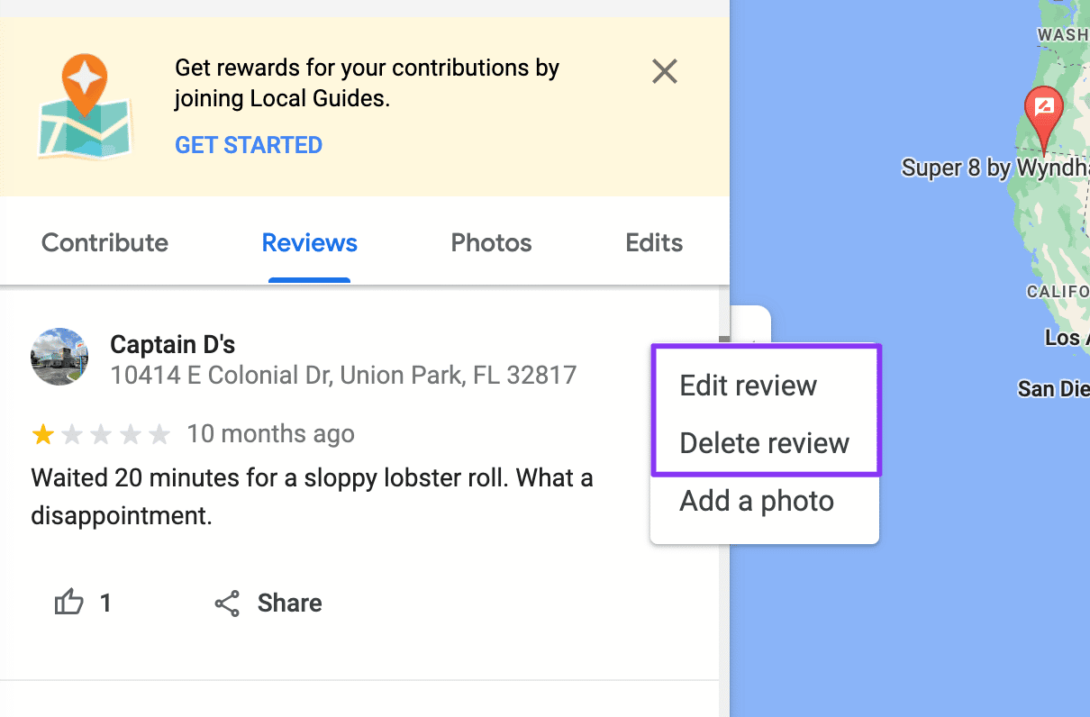 An example of how to delete a Google Review