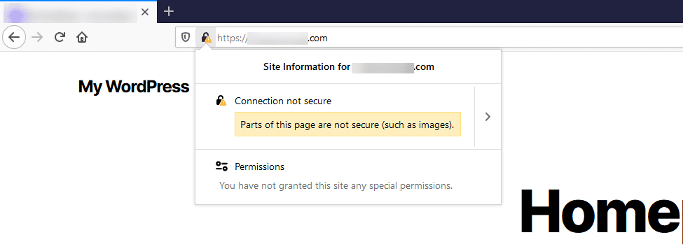 Aviso de conteúdo misto do Firefox