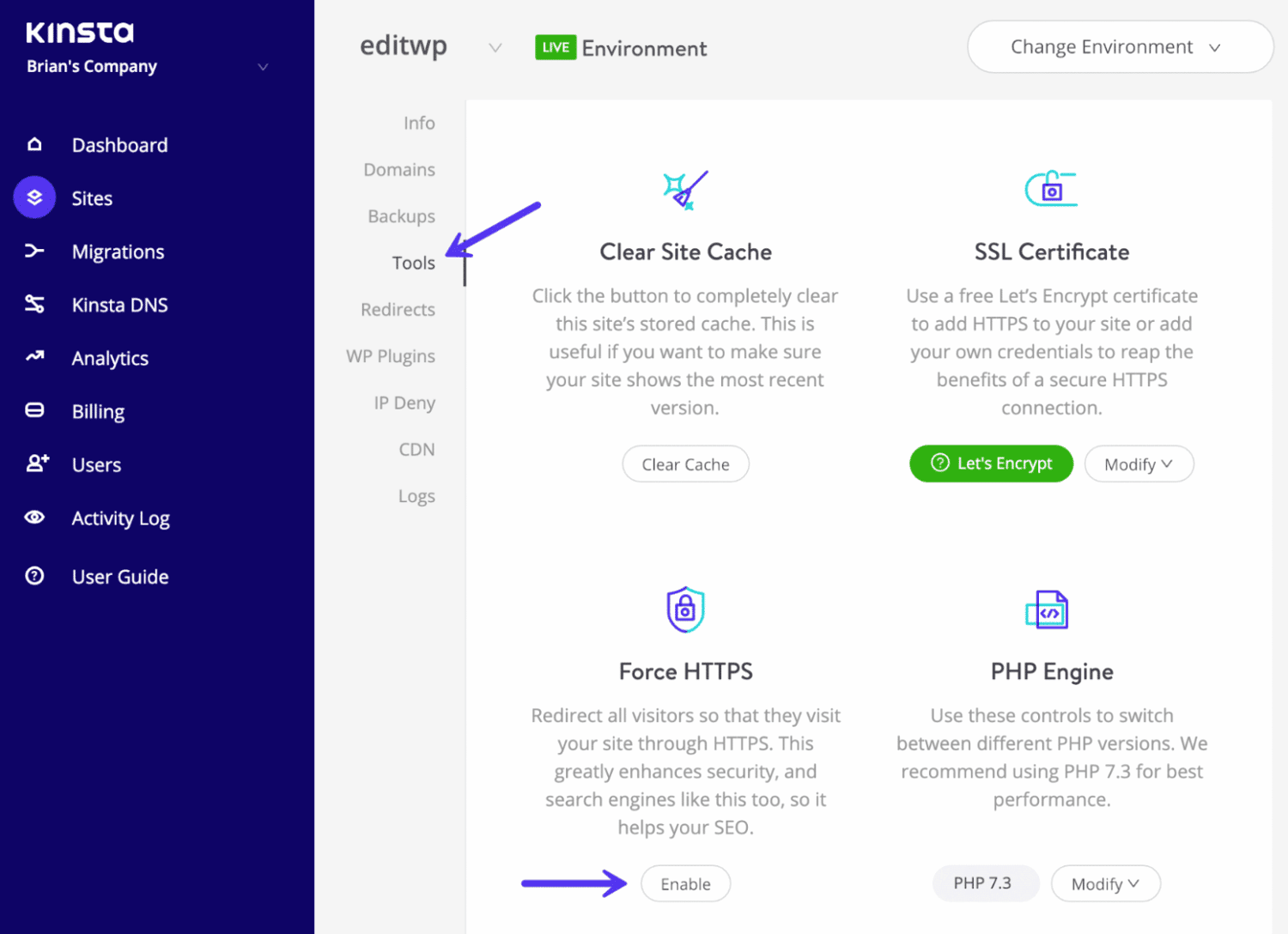 Force HTTPS redirect in MyKinsta