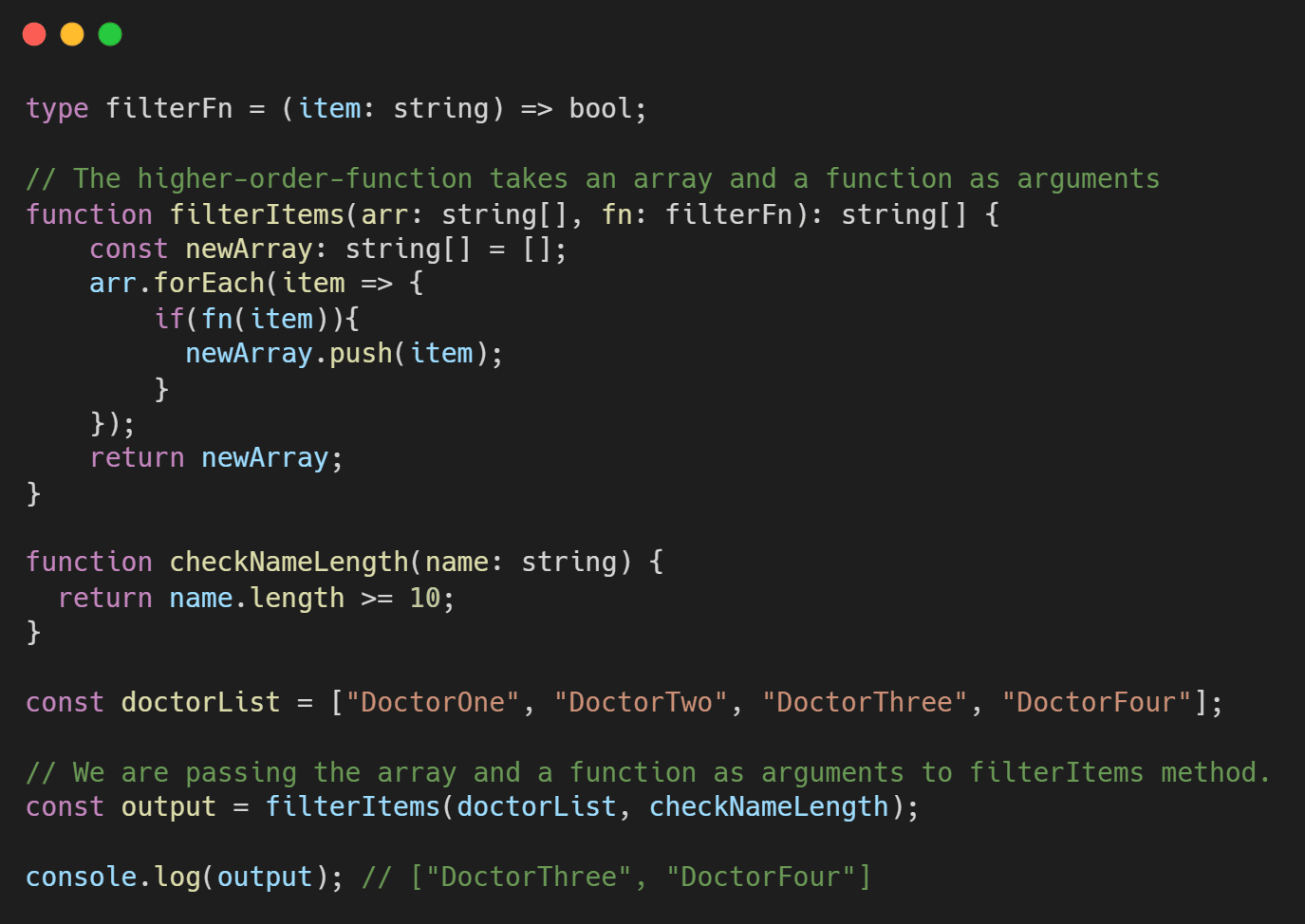 Functioneel Typescript voorbeeld.