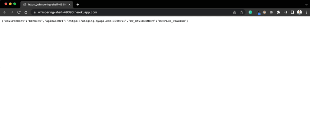 Acesso aos segredos Doppler em um aplicativo implantado no Heroku.