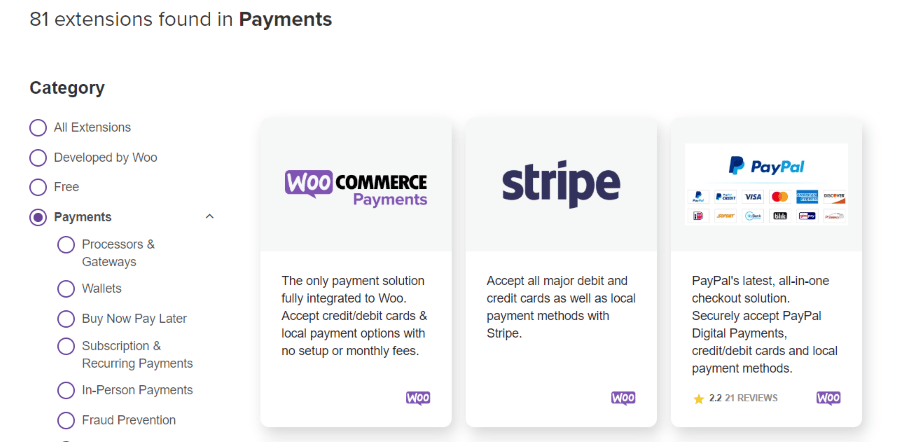 Passerelles de paiement WooCommerce