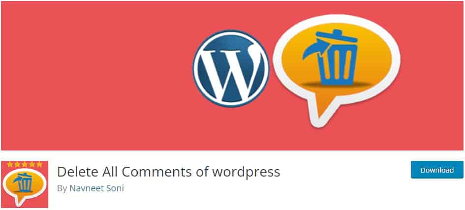 Delete All Comments of wordPress Plugin