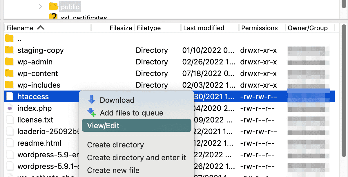 Finde und öffne die htaccess-Datei