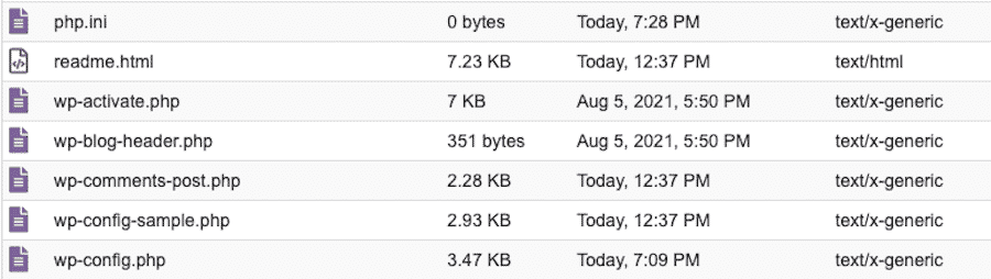 How php.ini should appear in your site’s root directory.