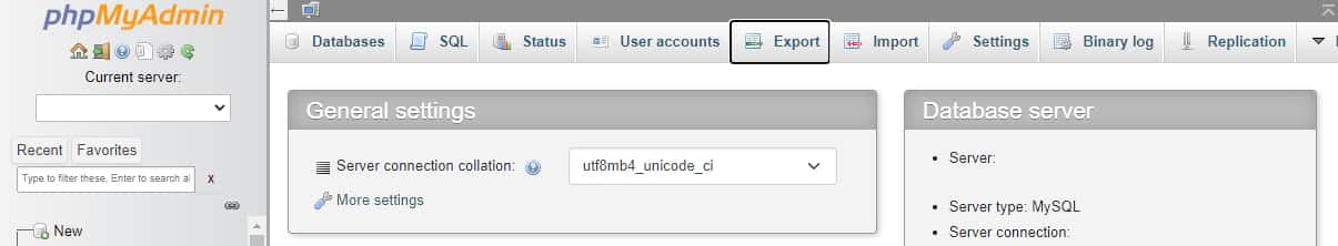 Exportando en phpMyAdmin.