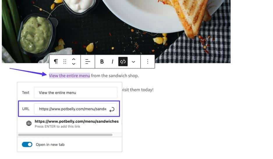 Een link toevoegen in WordPress aan een potbelly website