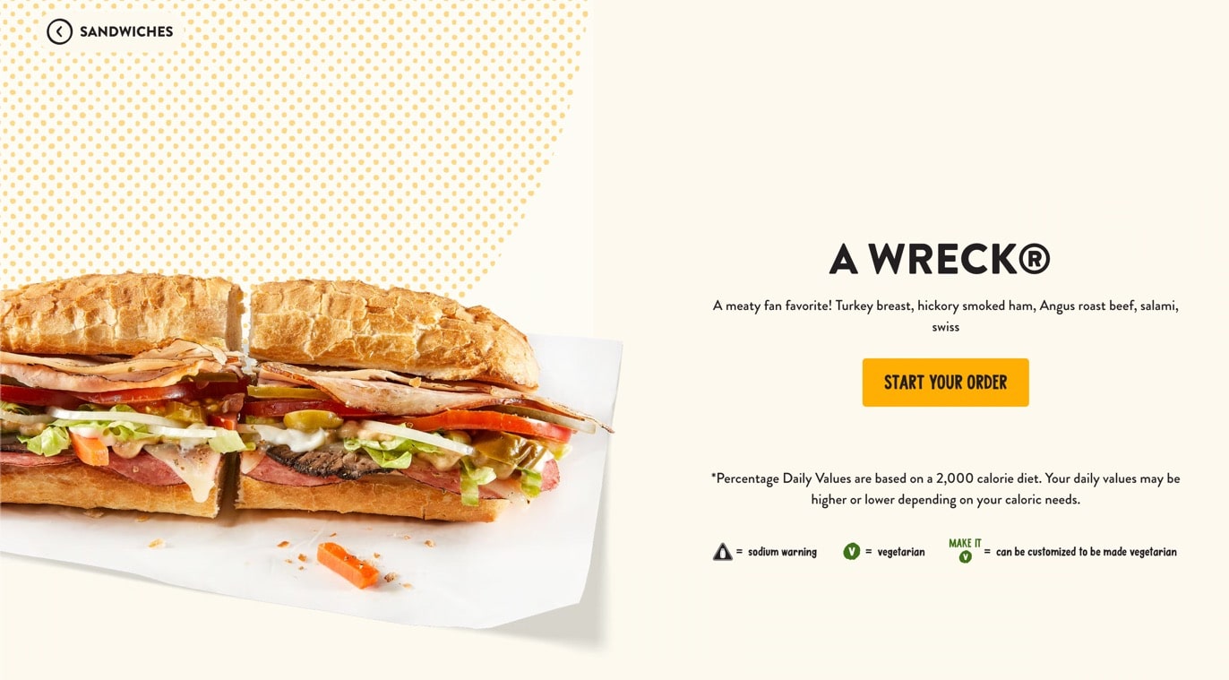 een Potbelly sandwich pagina