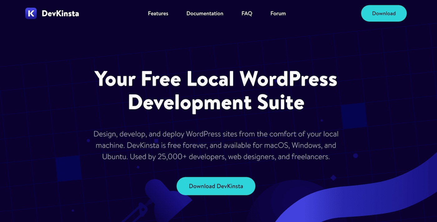 Você pode Baixar DevKinsta a partir da página principal