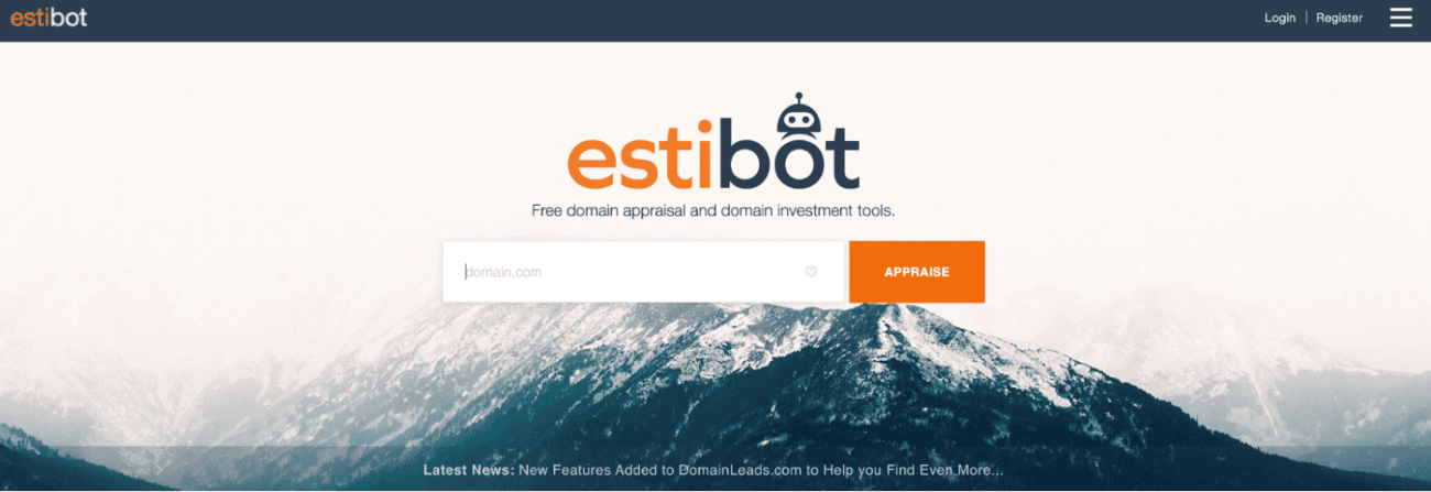 Je kunt Estibot gebruiken om je domeinnaam te berekenen