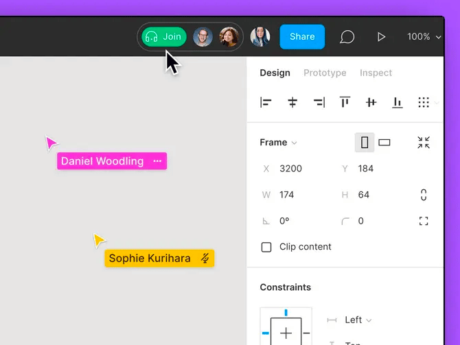 Función de colaboración de Figma en marcha