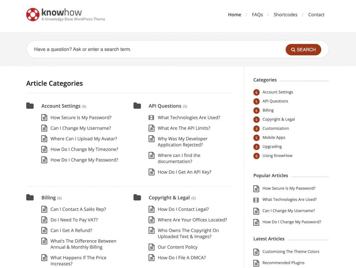 Pagina web della demo del Tema WordPress KnowHow from HeroThemes