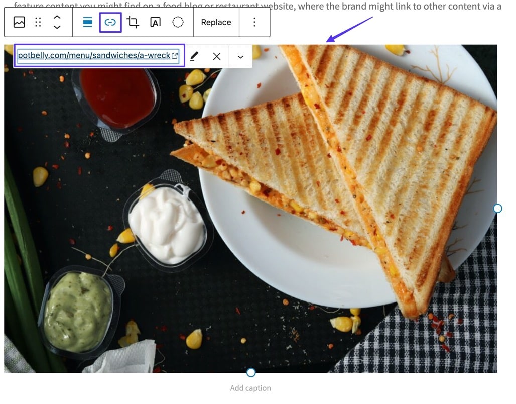 sandwich picture on a website that's being linked