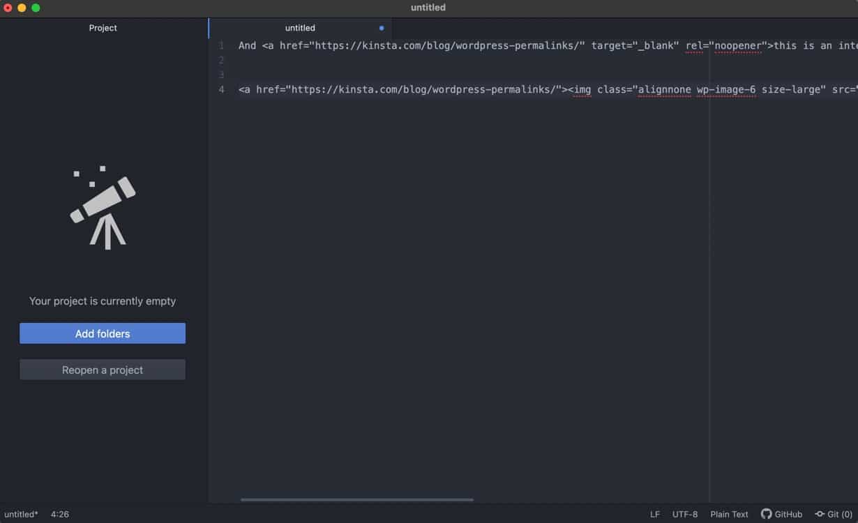 O editor de texto Atom.