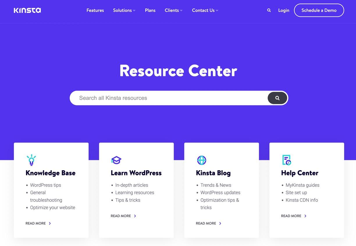 Het Kinsta Hosting Resource Center